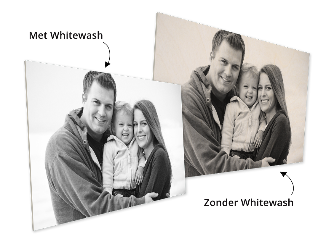 Foto op multiplex met whitewash of zonder