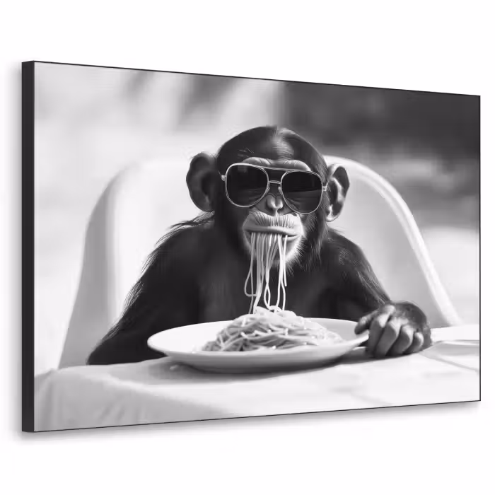 Art Frame - Aap - Spaghetti - Zonnebril - Zwart wit - Cool - Dier