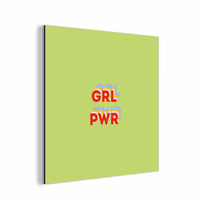 Aluminium schilderij - Grl pwr - Groen - Rood - 3D
