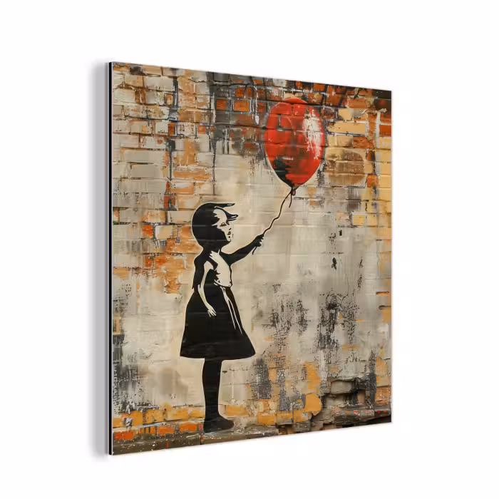 Aluminium schilderij - Graffiti - Banksy - Meisje - Street art