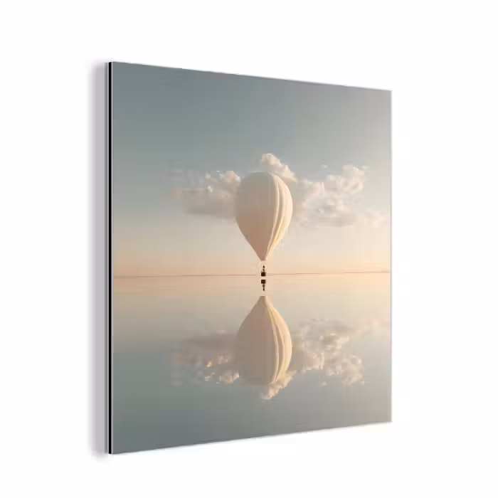 Aluminium schilderij - Luchtballon - Wolken - Water - Blauw