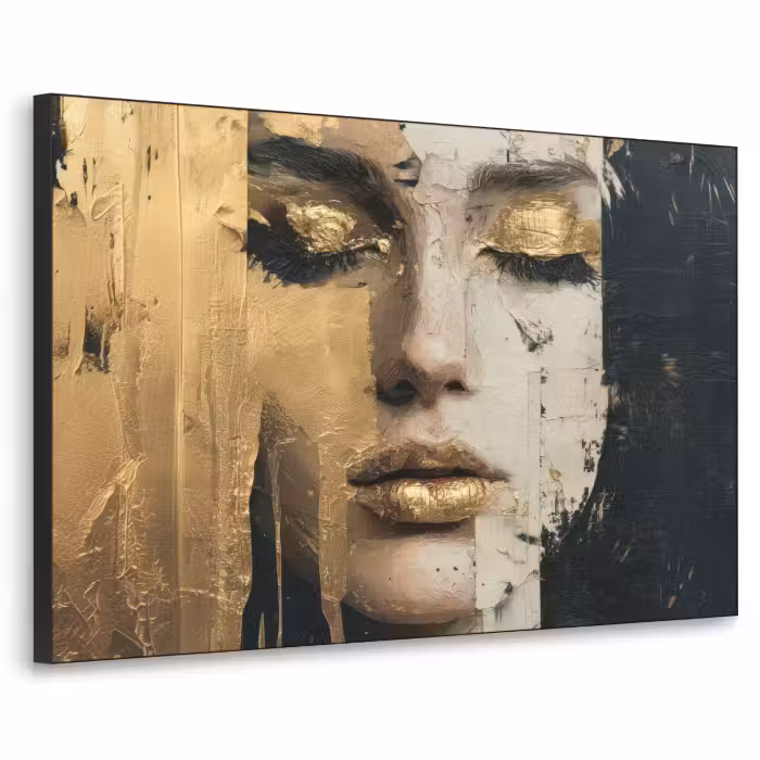Art Frame - Abstract - Goud - Gezicht - Lippen