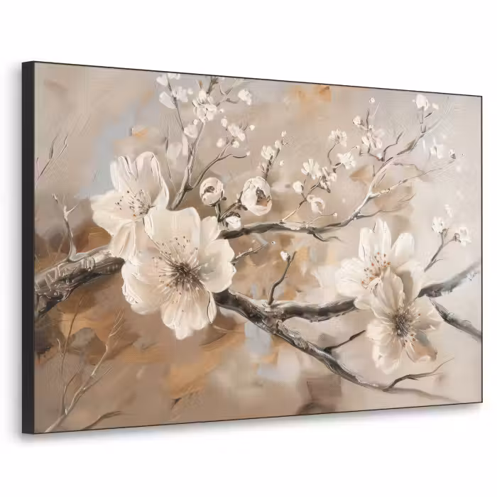 Art Frame - Bloemen - Natuur - Wit - Bloesem - Abstract