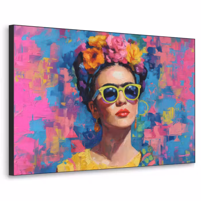 Art Frame - Vrolijk portret - Vrouw - Bloemenkroon