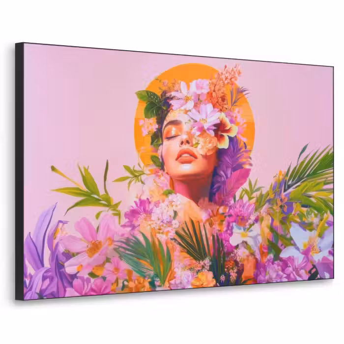 Art Frame - Vrouw - Abstract - Cirkel - Bloemen