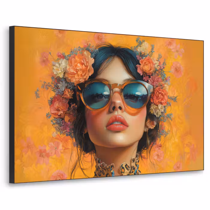 Art Frame - Vrouw - Bloemen - Aesthetic - Oranje