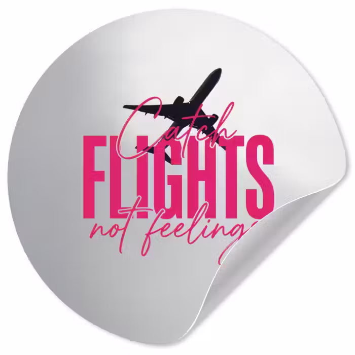 Behangcirkel - Catch flights not feelings - Vliegtuig - Roze