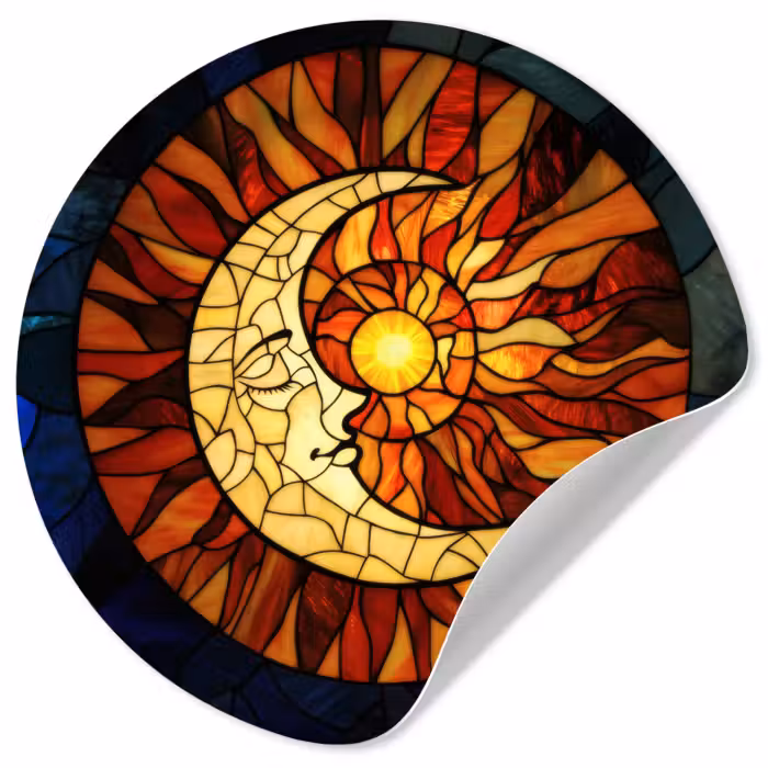 Behangcirkel - Mozaïek - Glas - Maan - Donkerblauw