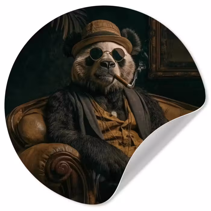 Behangcirkel - Panda - Hoed - Bril - Pak