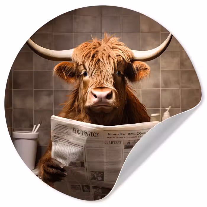 Behangcirkel - Schotse hooglander - Krant - Toilet