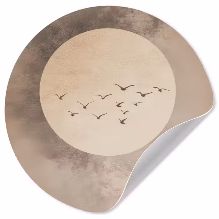 Behangcirkel - Vogel - Beige - Japandi