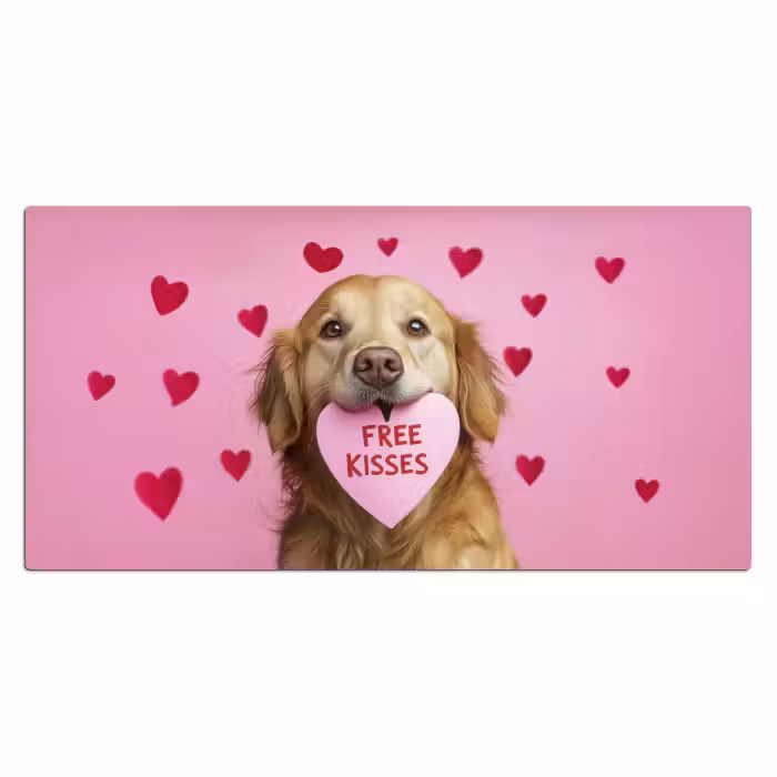 Bureau onderlegger - Hond - Kiss- Valentijn - Hartjes