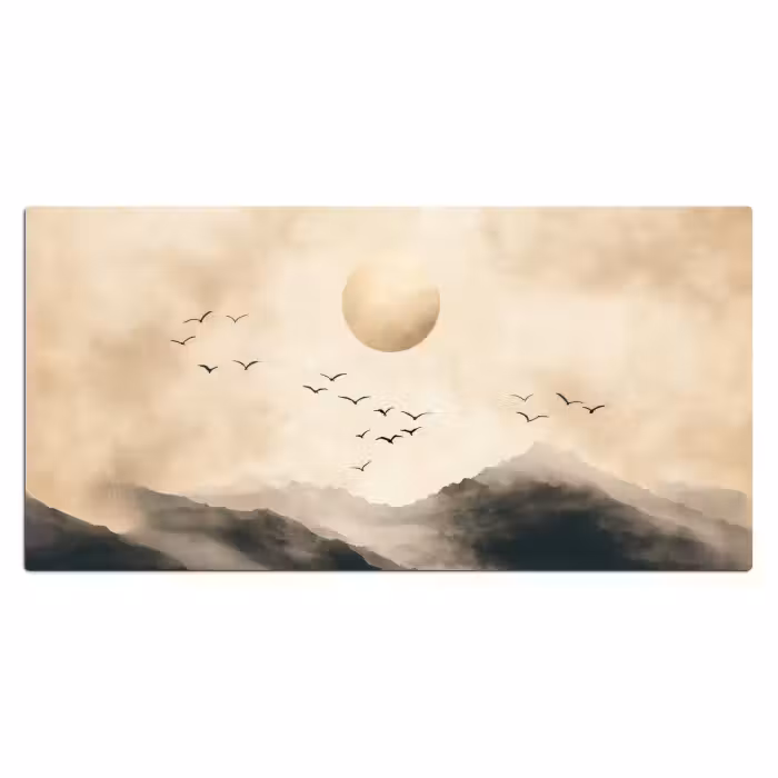 Bureau onderlegger - Landschap - Japandi - vogel