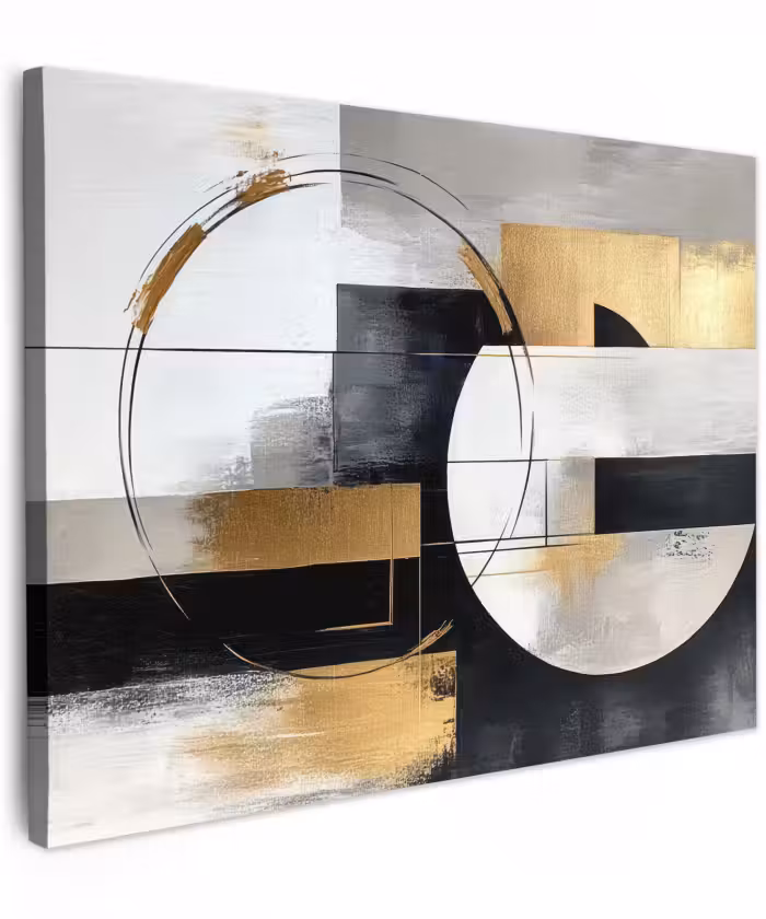 Canvas schilderij - Abstract - Goud - Zilver - Vormen - Aesthetic