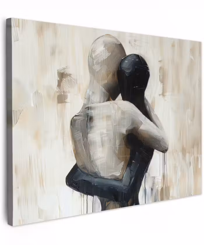 Canvas schilderij - Abstract - Kunst - Mensen - Beige