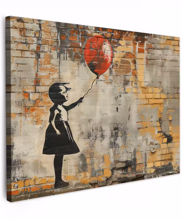 Canvas schilderij - Graffiti - Banksy - Meisje - Street art
