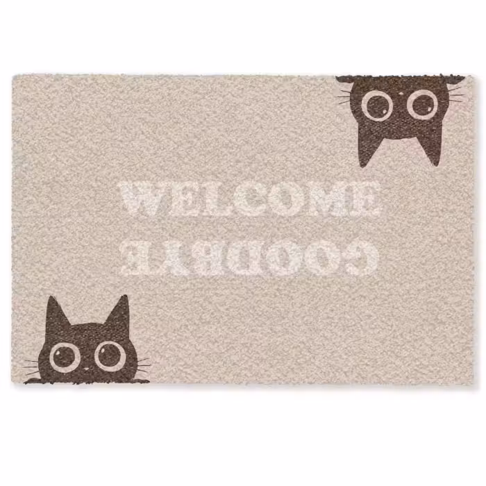 Deurmat - Cat - Beige - Welcome - Goodbye