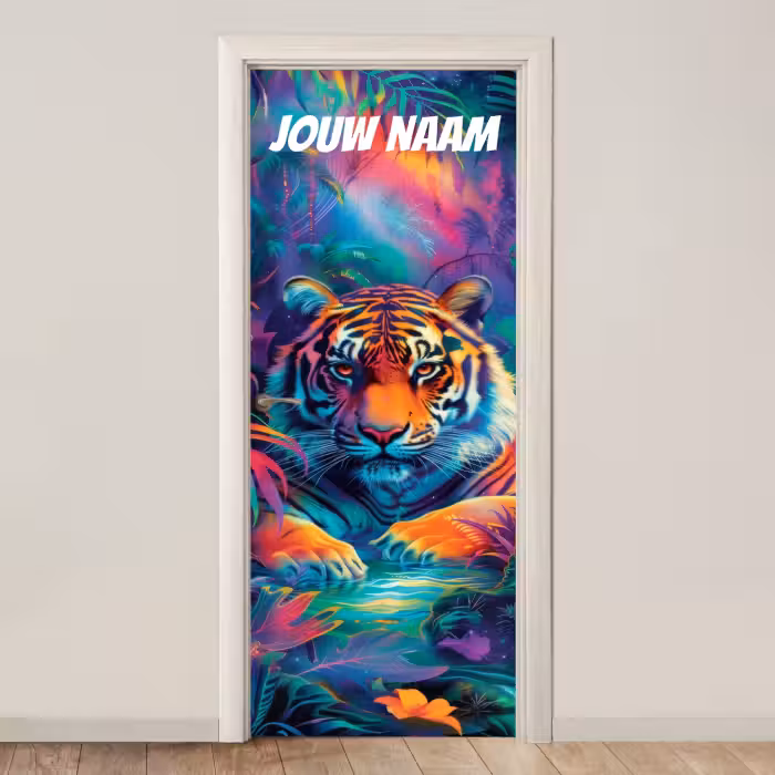 Deursticker met naam - Fantasie - Illustratie - Kleurrijk