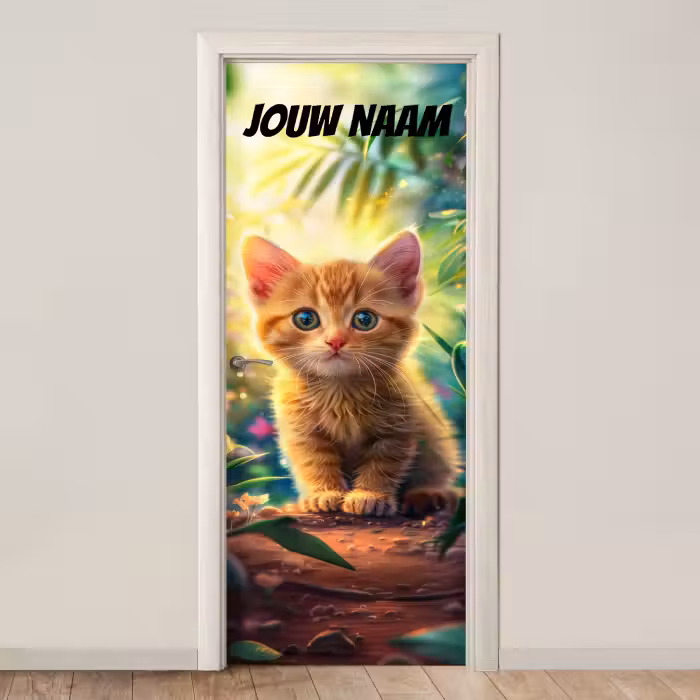 Deursticker met naam - Kitten - Natuur - Zonnig
