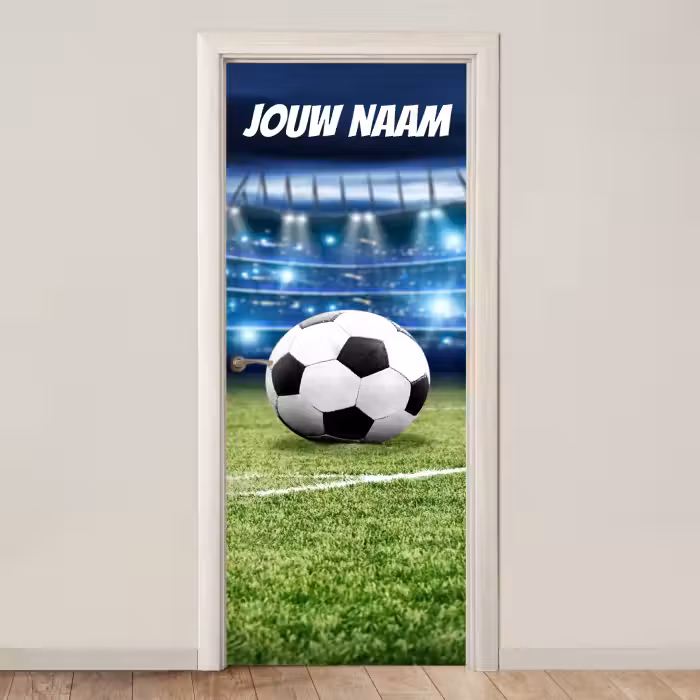 Deursticker met naam - Voetbal- Grasveld - Stadion