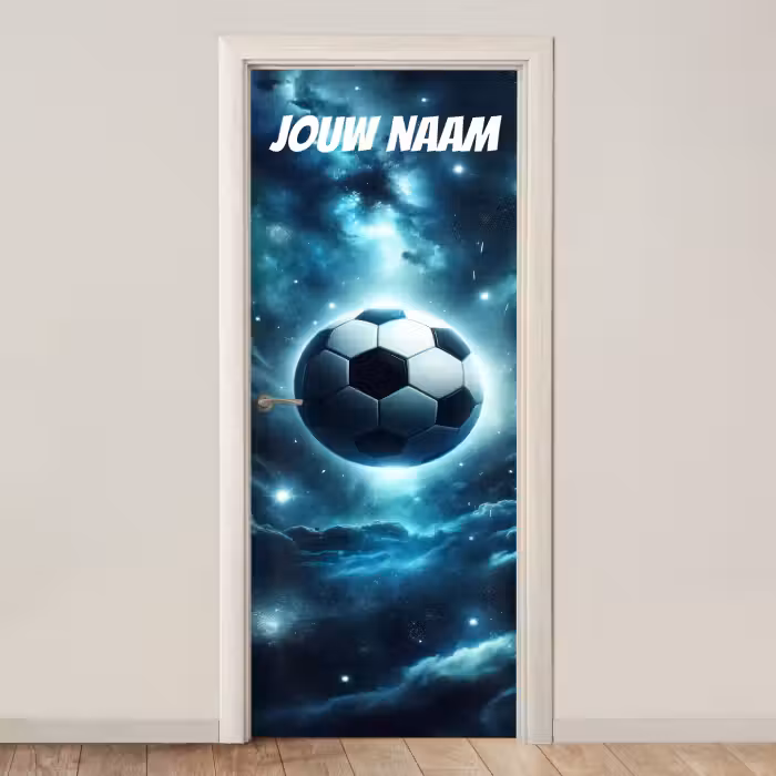 Deursticker met naam - Voetbal - Ruimte - Sterren