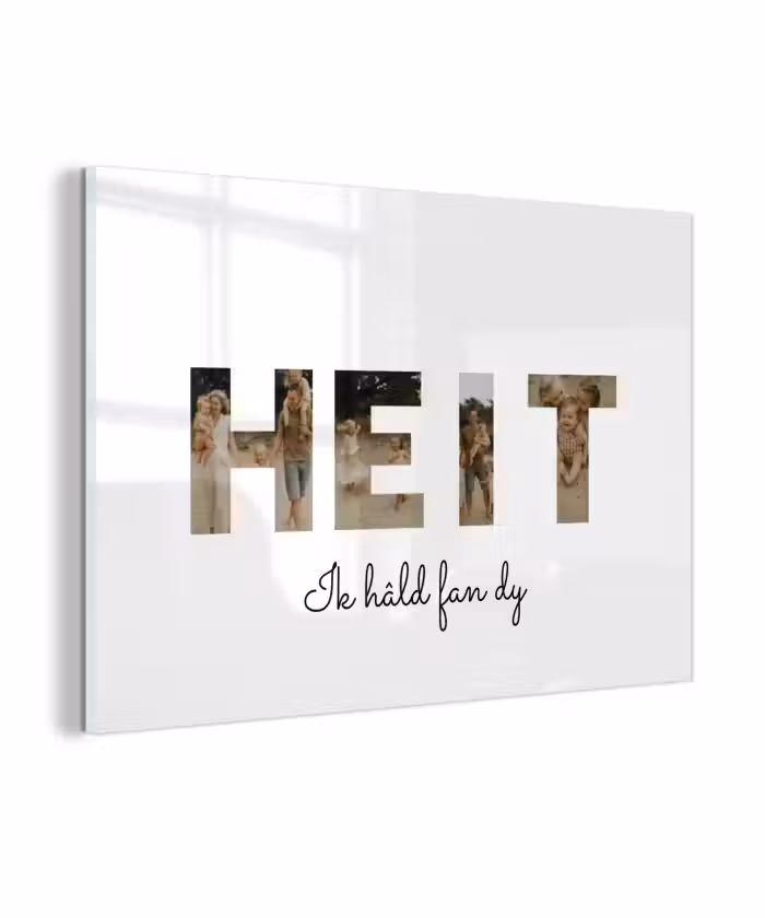 Gepersonaliseerd glas schilderij - Heit - Lettercollage