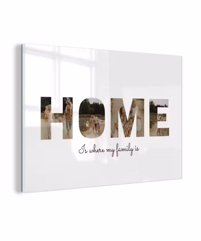 Gepersonaliseerd glas schilderij - Home - Lettercollage