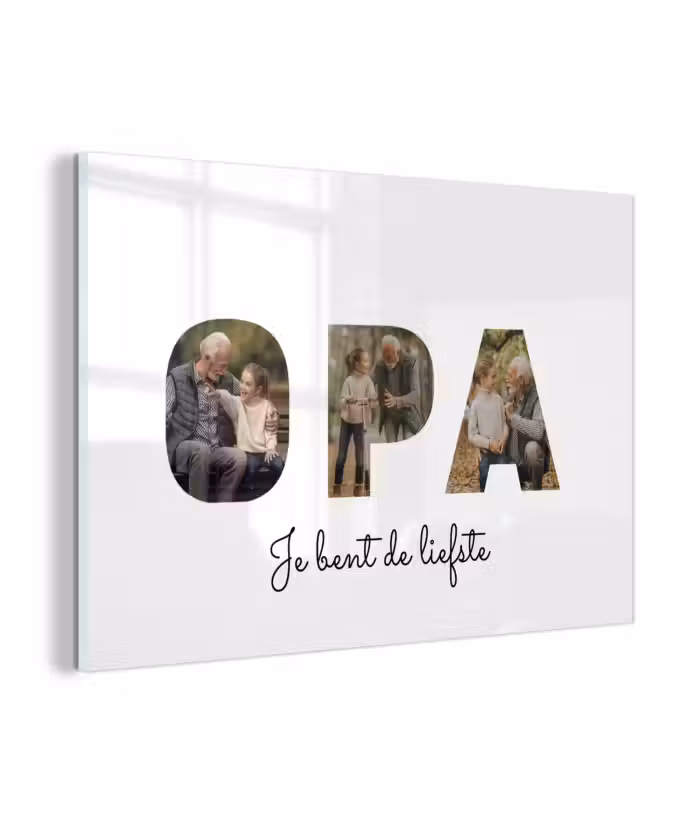 Gepersonaliseerd glas schilderij - Opa - Lettercollage