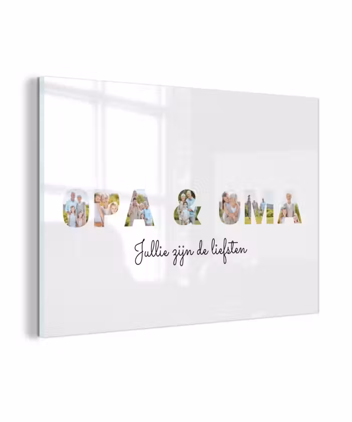 Gepersonaliseerd glas schilderij - Opa & Oma - Lettercollage