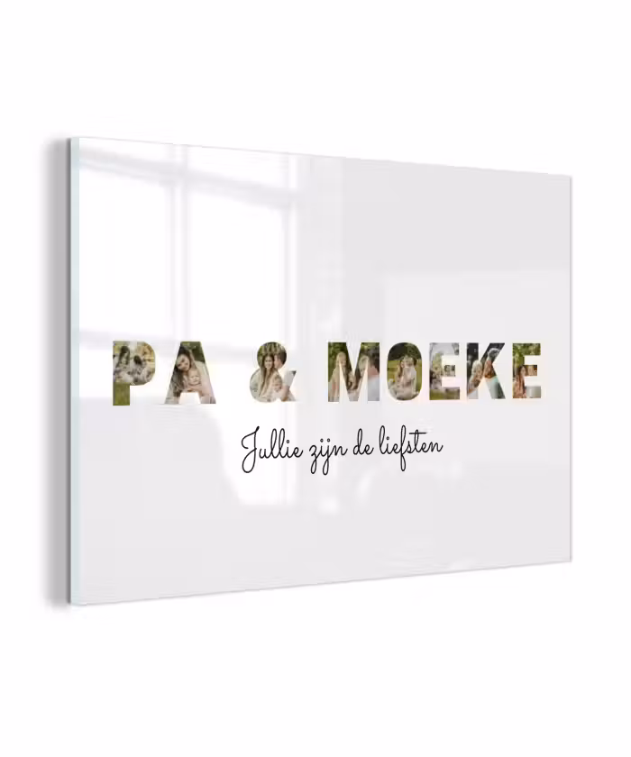 Gepersonaliseerd glas schilderij - Pa & Moeke - Lettercollage