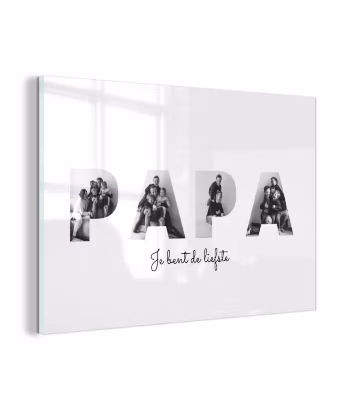 Gepersonaliseerd glas schilderij - Papa - Lettercollage