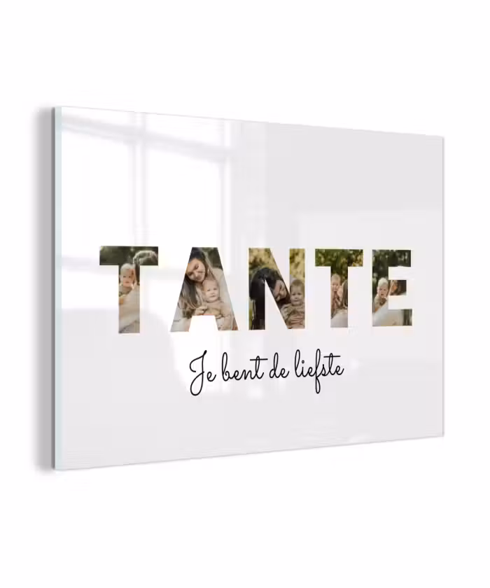 Gepersonaliseerd glas schilderij - Tante - Lettercollage