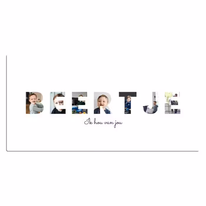 Gepersonaliseerde bureau onderlegger - Beertje - Lettercollage
