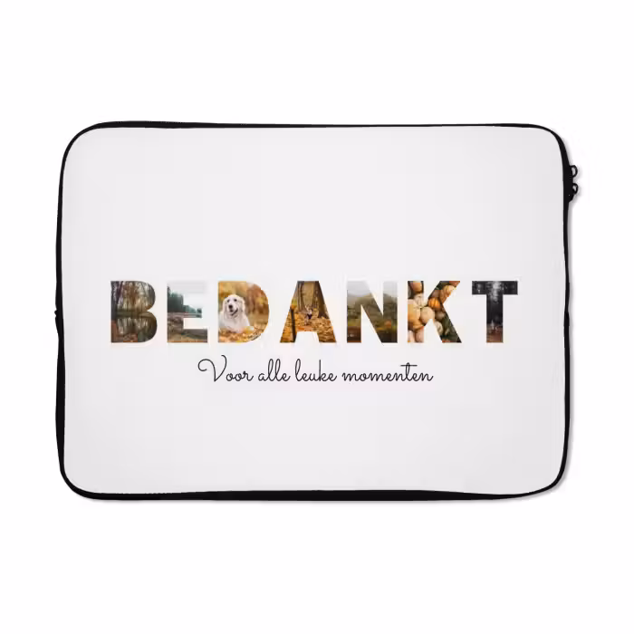 Gepersonaliseerde laptophoes - Bedankt - Lettercollage