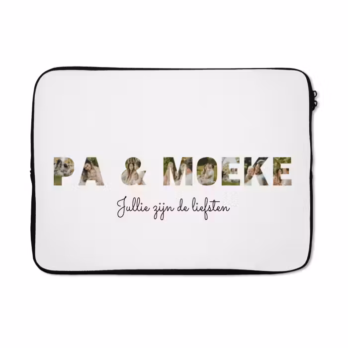 Gepersonaliseerde laptophoes - Pa & Moeke - Lettercollage