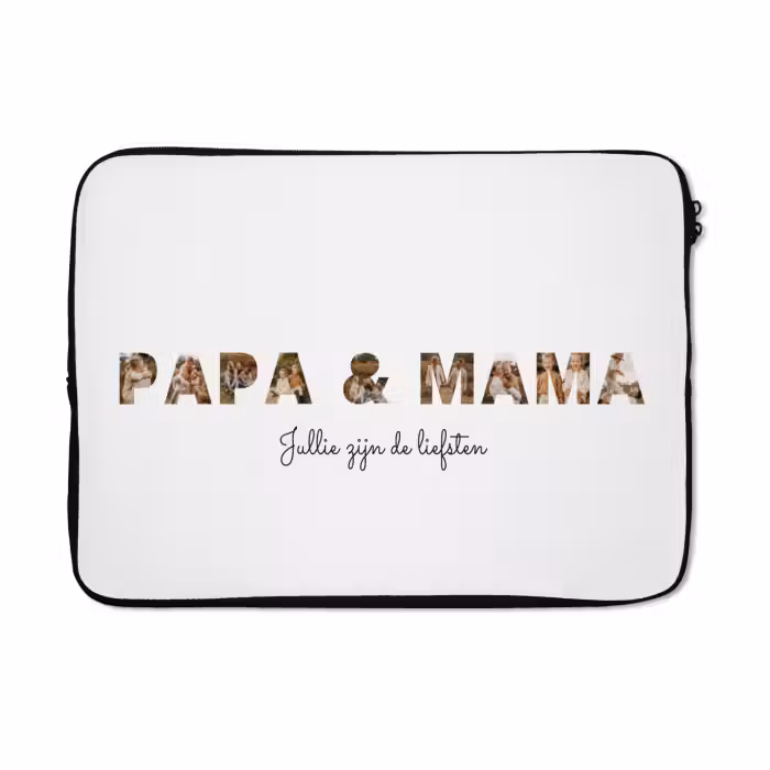 Gepersonaliseerde laptophoes - Papa & Mama - Lettercollage