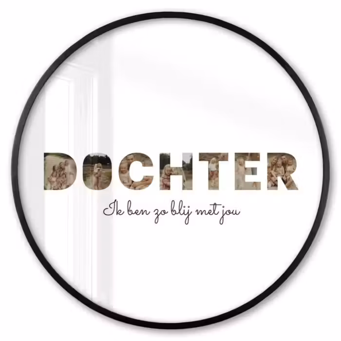 Gepersonaliseerde ronde fotolijst - Dochter - Lettercollage