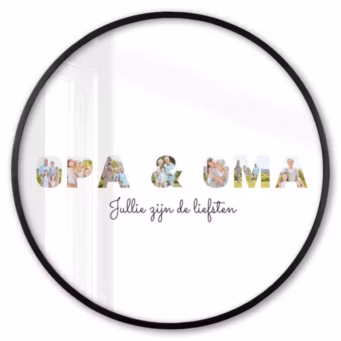 Gepersonaliseerde ronde fotolijst - Opa & Oma - Lettercollage