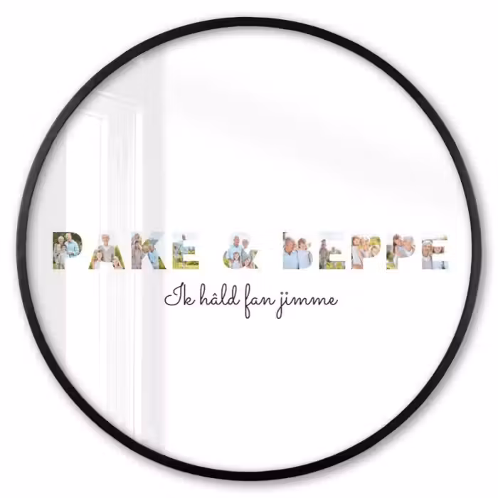 Gepersonaliseerde ronde fotolijst - Pake & Beppe - Lettercollage