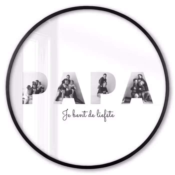 Gepersonaliseerde ronde fotolijst - Papa - Lettercollage