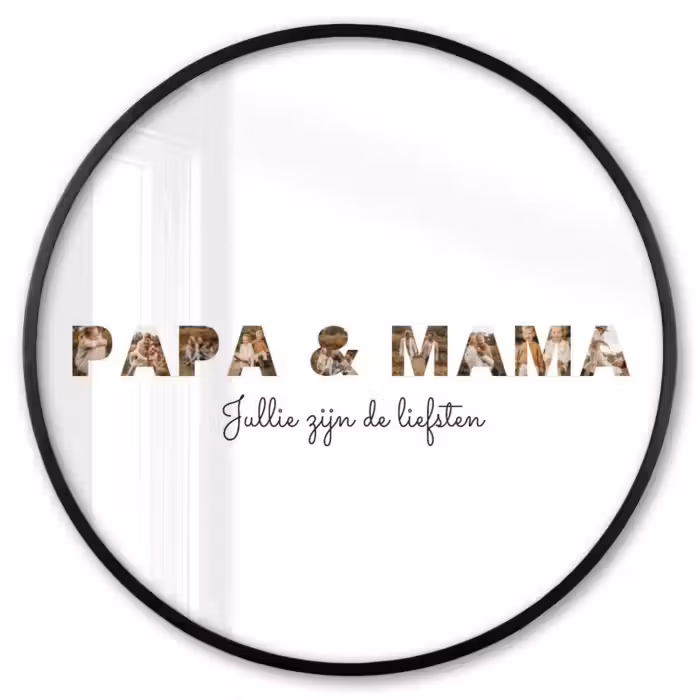 Gepersonaliseerde ronde fotolijst - Papa & Mama - Lettercollage
