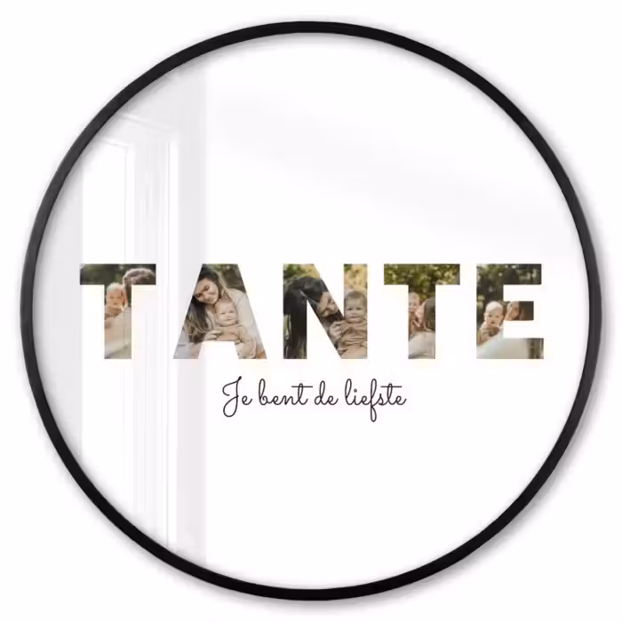Gepersonaliseerde ronde fotolijst - Tante - Lettercollage