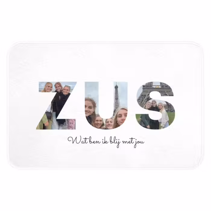 Gepersonaliseerde WC Mat - Zus - Lettercollage
