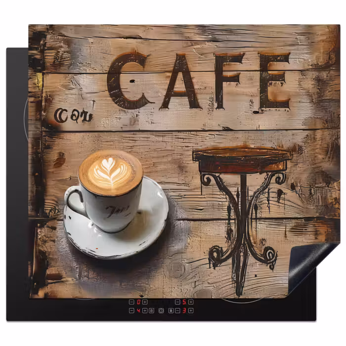 Inductie beschermer - Cafe - Hout - Koffie - Planken