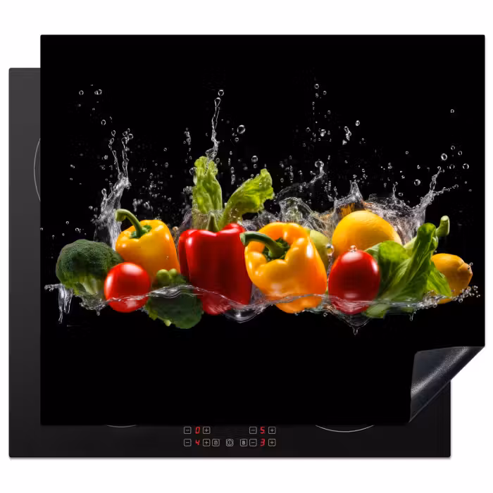 Inductie beschermer - Paprika - Water - Groente - Zwart