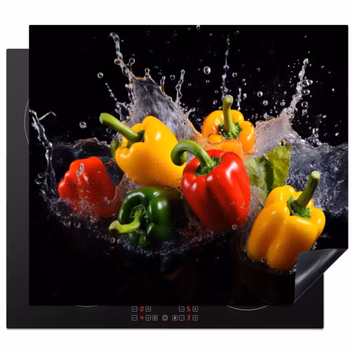 Inductie beschermer - Paprika - Zwart - Water - Rood - Geel
