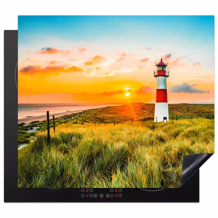 Inductie beschermer - Vuurtoren - Natuur - Zon - Landschap - Gras - Strand - Zee