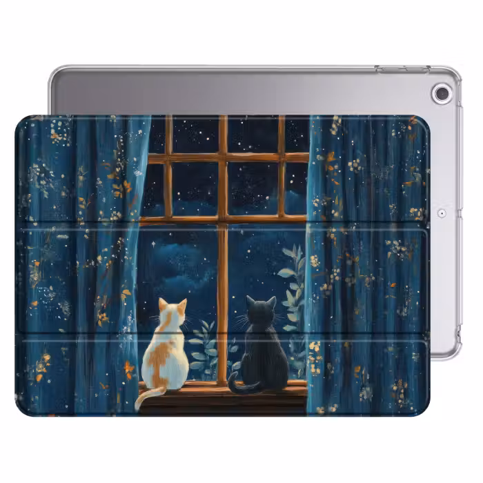 iPad hoes - Kat - Sterrenhemel - Blauw