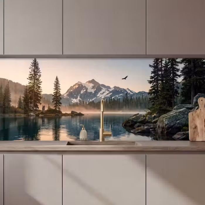 Keuken achterwand - Bergen - Water - Bomen