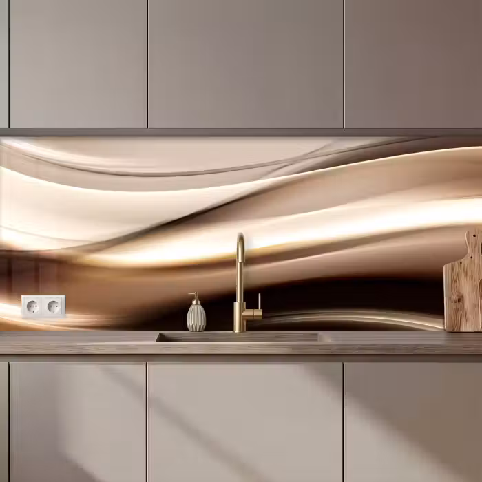 Keuken achterwand - Golven - Abstract - Warm Beige